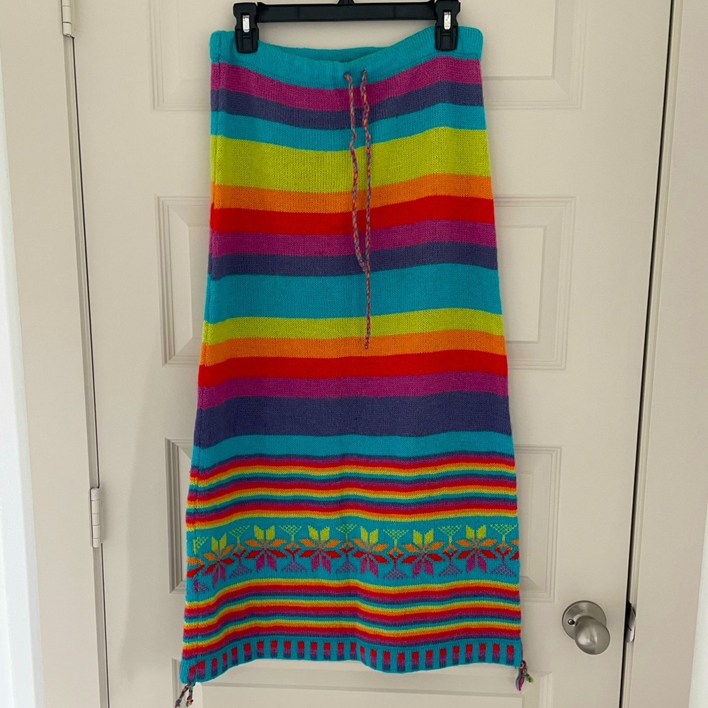 Rainbow long knit skirt